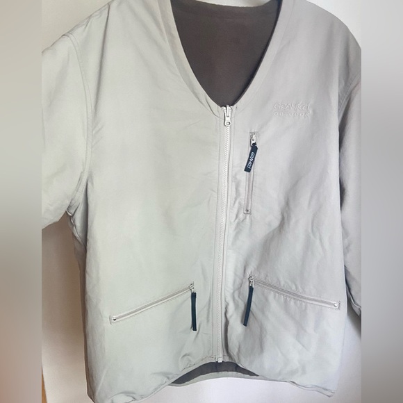 Gramicci Reversible Fleece Cardigan Jacket Taupe - Picture 13 of 16